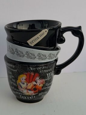 Disney Parks Alice In Wonderland Triple Stacked Mad Hatter Coffee Tea Cup Black